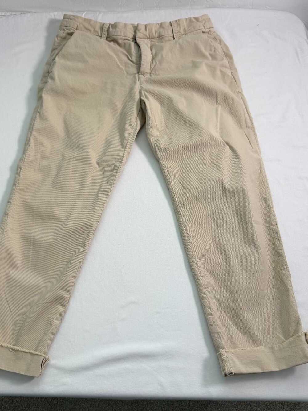 Frank & Eileen Wicklow Khaki Pants Size 2 Slim Crop Ankle Cotton Stretch Made US
